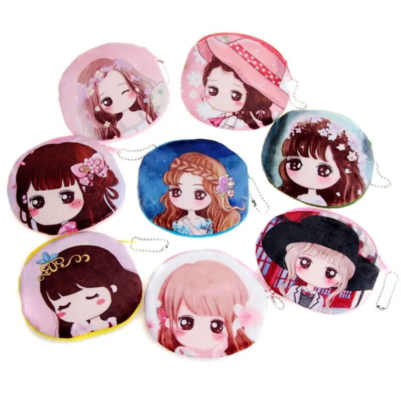 2017 cute cartoon girl change pocket female plush coin purse Teenagers princess small wallet with print for children girls | Багаж и сумки