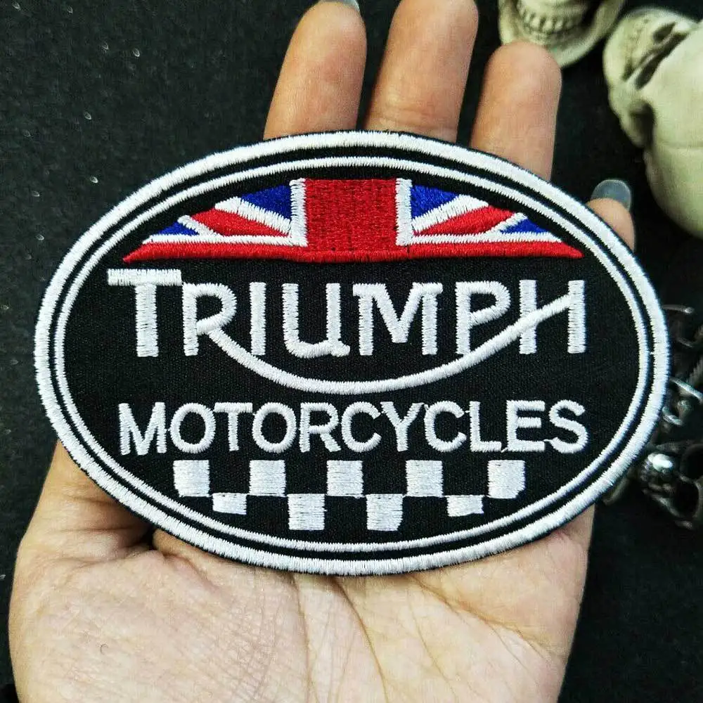 Вышитая аппликация с утюгом для мотоцикла triumph этикетка шитья панк байкерские