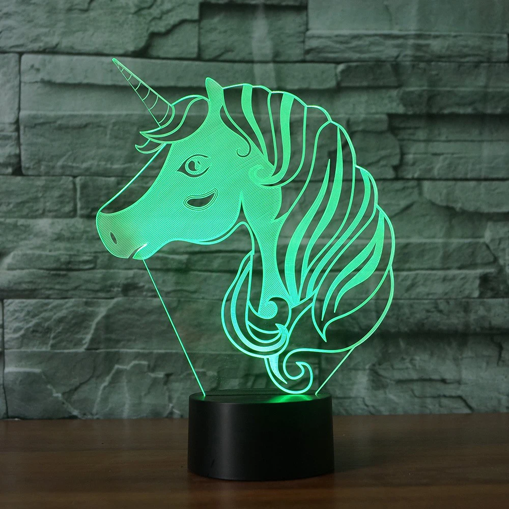Милый Единорог 3D светодиодный ночник RGB сенсорный 7 цветов Изменение животных