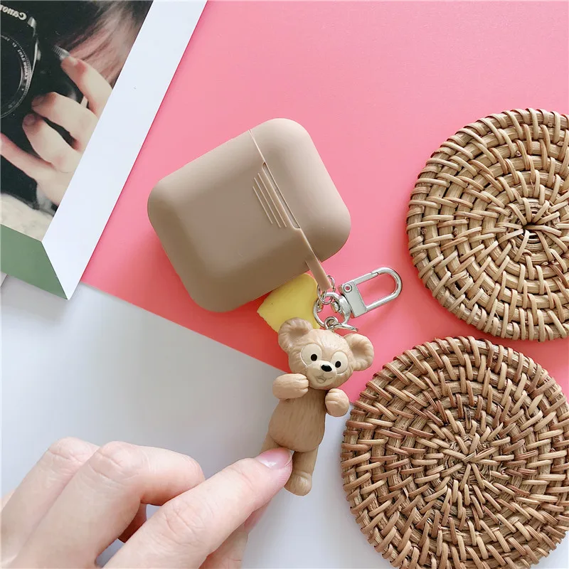 Серый Милый чехол для наушников AirPods мультфильм Duffy& stelllalou беспроводные наушники крышка Анти-шок для Apple Airpods 2 аксессуары - Цвет: Серый