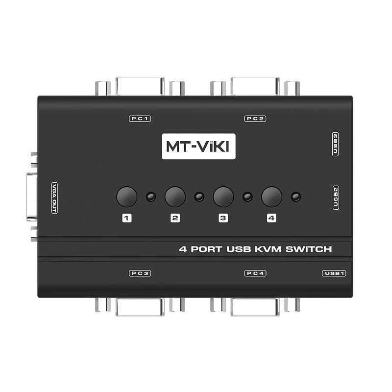 Ручной VGA KVM-переключатель с 4 портами USB-консолью и оригинальным кабелем 1