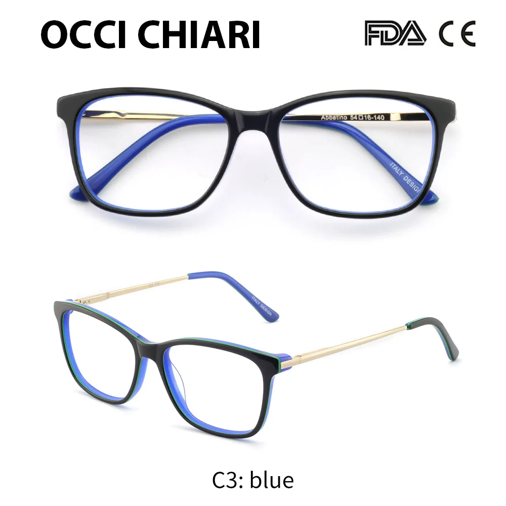 C3 OCCI CHIARI очки прозрачные оптические женские очки оправа прозрачные линзы очки дизайнерские трендовые ацетатные красные W-CARLEO - Цвет оправы: C3