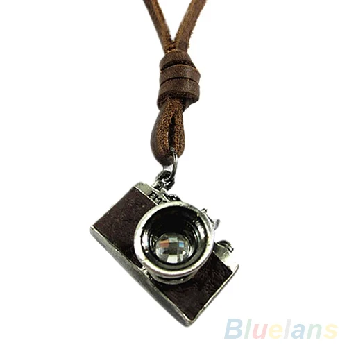 Men's Cool Unisex Vintage Rock Punk Charm Camera Pendant Genuine Leather Necklace 2KE2 | Украшения и аксессуары