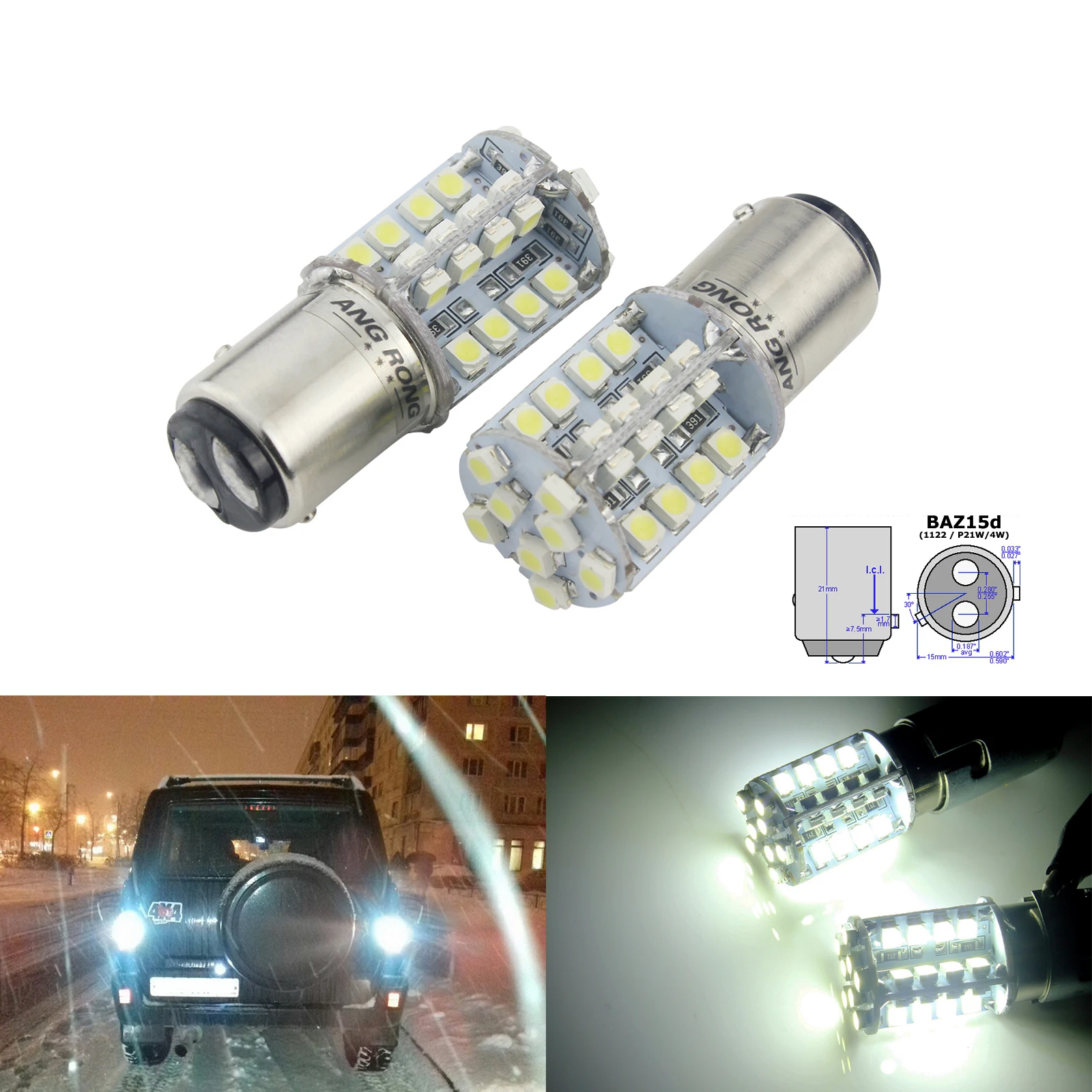 

ANGRONG 2x 566 P21/4W BAZ15d 40 SMD LED Side Indicator Fog Tail Stop Brake Light Bulb