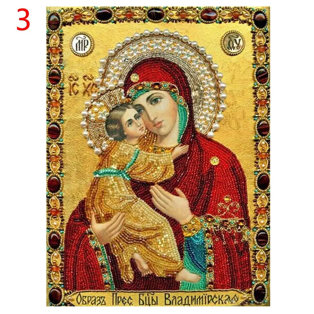 3 Новогодняя ручная работа, религиозная икона святого узора, алмазная живопись, вышивка крестиком, стразы, домашний декор, подарок - Цвет: 3