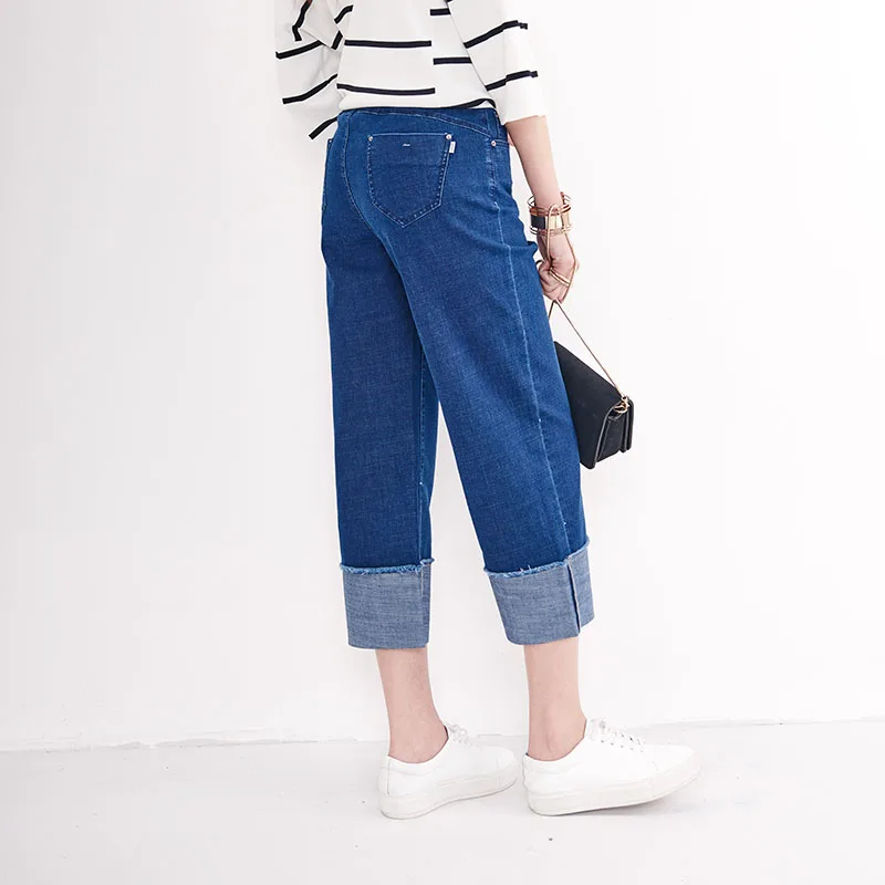 YERAD Wide Leg Jeans for Women Patchwork Straight Palazzo Summer Ankle Length Denim Pants |