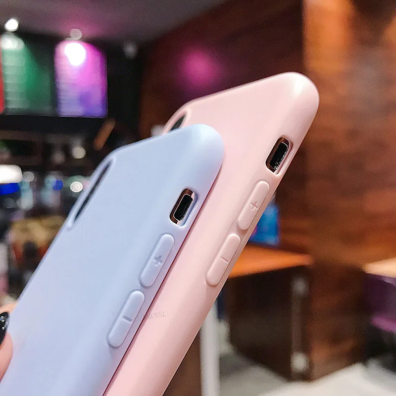 Цветной силиконовый защитный чехол для iphone XR X XS Max 6 6S 7 8 Plus 5 5S SE милый мягкий простой модный чехол для телефона