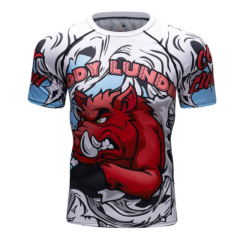 Photo Color Фирменная Новинка UFC BJJ ММА отработать компрессионный Рашгард футболка для мужчин упражнения Панда 3D фитнес колготки бодибилд Крест fit Рашгард - Цвет: Photo Color