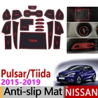 Противоскользящий коврик для ворот, резиновый коврик для подстаканника для Nissan Tiida Pulsar C13 2015 2016 2017 2018 2019, аксессуары, наклейки, нескользящая накладка