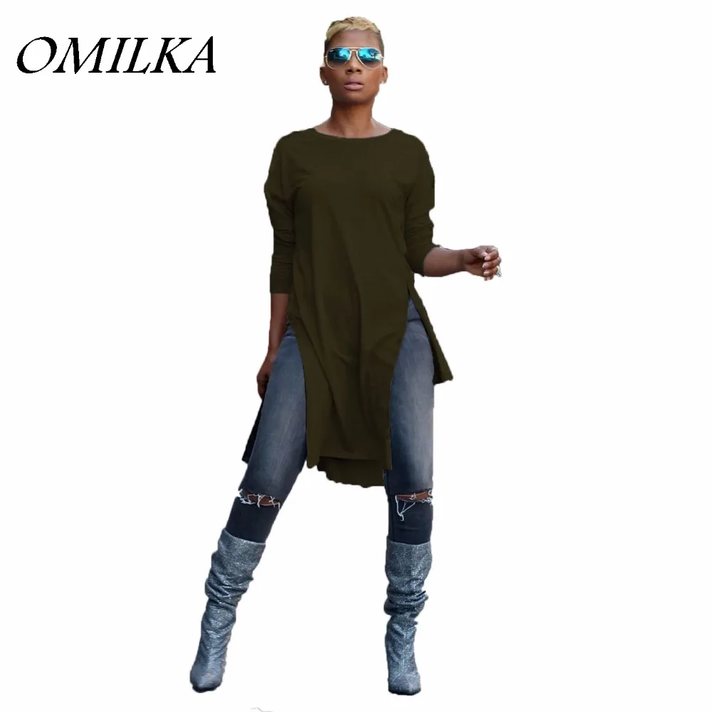 Женская футболка с длинным рукавом OMILKA черная серая зеленая красная