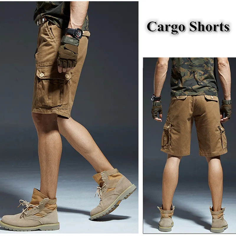 Мужские камуфляжные пляжные шорты прямые штаны карго с множеством карманов