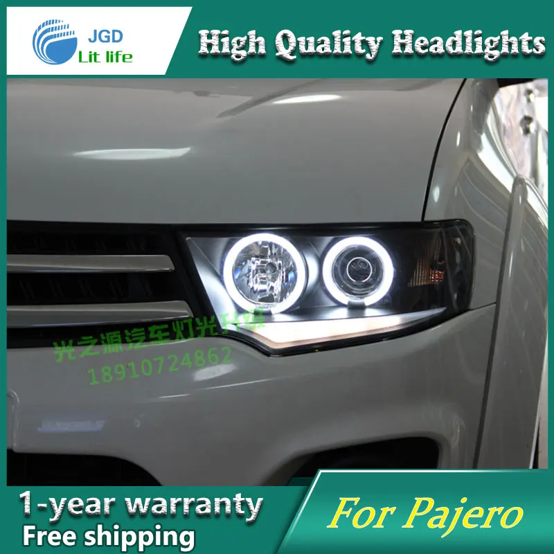 Автостайлинг фары для Mitsubishi Pajero 2011 2013 светодиодные DRL H7 D2H Hid опция ангельский глаз