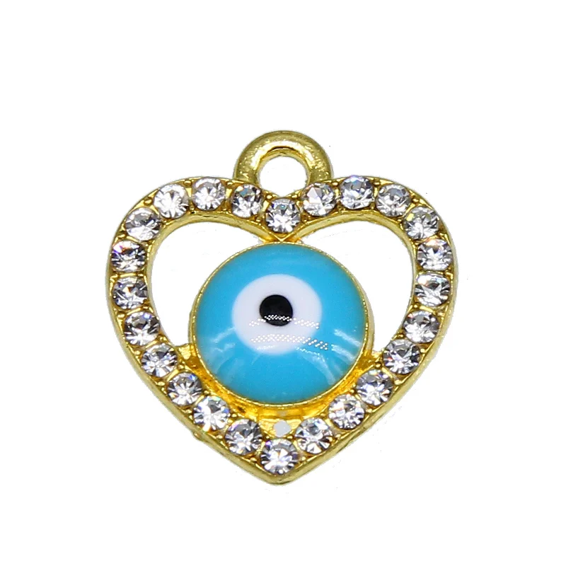 6pcs Lucky Eye Heart Necklace Pendant DIY Bracelet Accessories enamel charms for jewelry making | Украшения и аксессуары