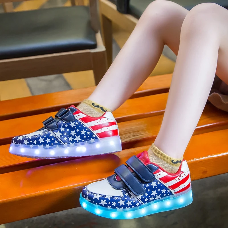 USB Зарядное устройство детская обувь со светодиодной подсветкой для мальчиков и