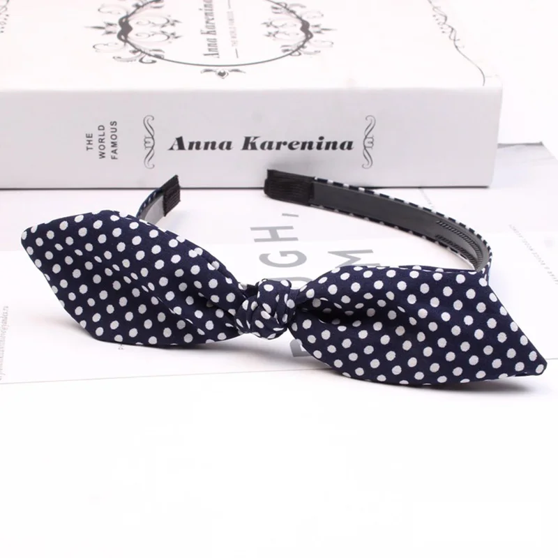style 3 navy blue Женский ободок с кроличьими ушками, однотонные полосатые хлопковые эластичные резинки для волос, бант, повязка на волосы "тюрбан", модные женские аксессуары для волос для девочек - Цвет: style 3 navy blue