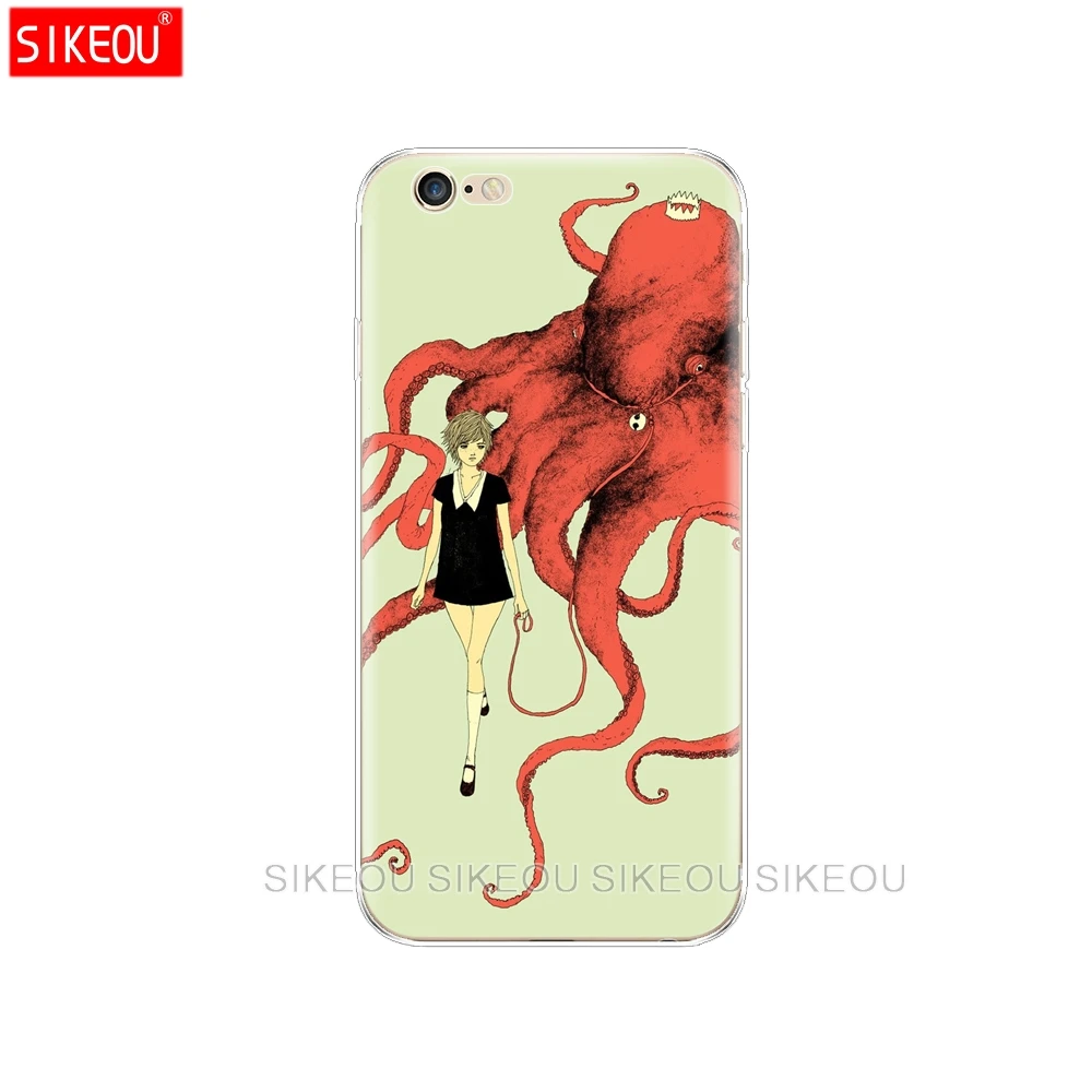 Силиконовый чехол для Iphone 6X8 7 6s 5 5S SE Plus 10 XR XS Max синий морской осьминог|Бамперы| |