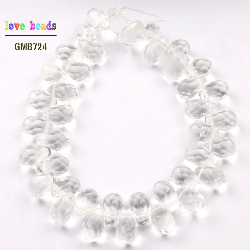clear quartz Натуральный граненый камень Бусины Синий Песок индийские Агаты Howlite прозрачный кварц капли воды бусины 8*12 мм DIY браслет 40 шт Бусины - Цвет: clear quartz