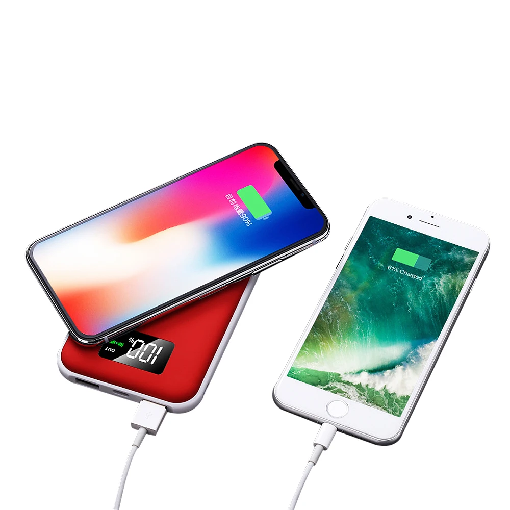 10000 мАч QI Беспроводное зарядное устройство Power Bank для iPhone 11 pro Xiaomi Mi повербанк