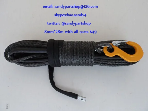 

12strand 8mm*30m winch rope,synthetic rope for offroad