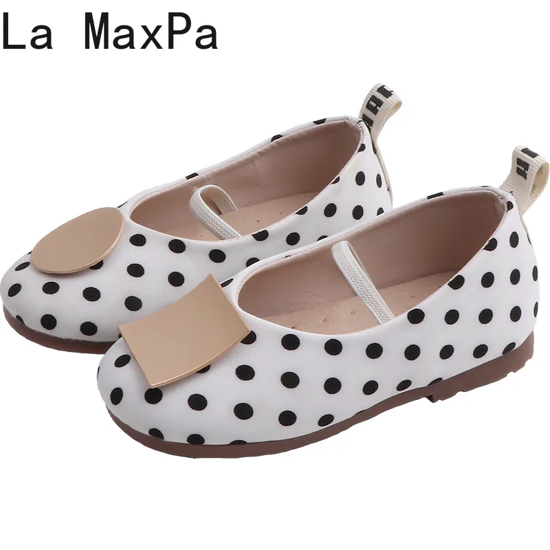 2019 Autumn new children's wear girls light shoes temperament dot metal buttons baby soft Kids |