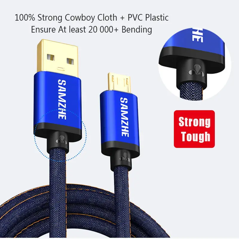 Кабель Micro USB Samzhe 1 м 5 2 А кабель для быстрой зарядки и передачи данных плетеный usb