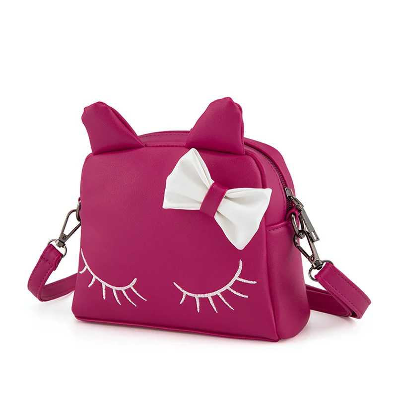 Hot Pink Сумка на плечо для девочек из искусственной кожи на молнии, милая сумка с бантом, детская повседневная сумка, сумки-мессенджеры FA$1 - Цвет: Hot Pink