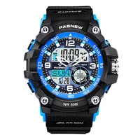 pasnew top luxury brand men watches outdoor sport watch mens quartz watches silicone band dual display watch relogio masculino