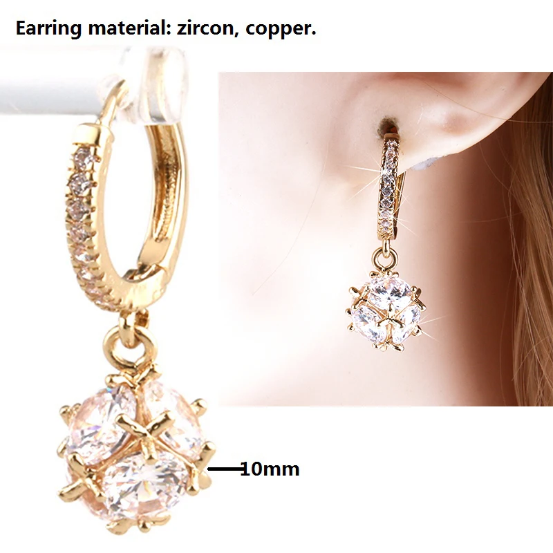 Женские серьги гвоздики Медная Инкрустация камнем с кубическим цирконием