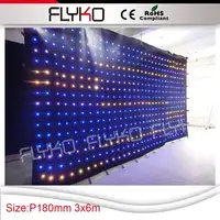 Video wall fireproof wide 6m by 3m high P18 RGB programmable led video curtain