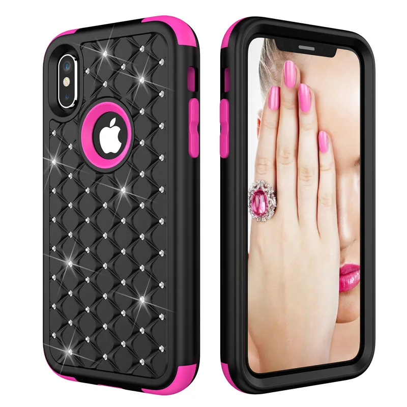 Противоударный армированный чехол для телефона s для iphone 11Pro Max X XR XS Max 6 7 8 plus, чехол для samsung Galaxy Note 8, чехол со стразами, 360 чехол