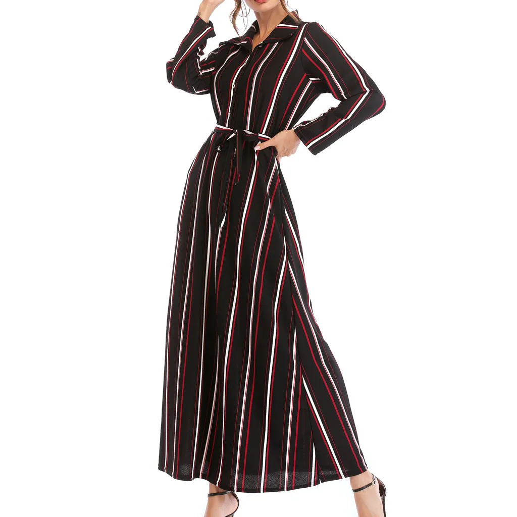 Новое платье женское 2019 повседневное свободное с отложным воротником длинный