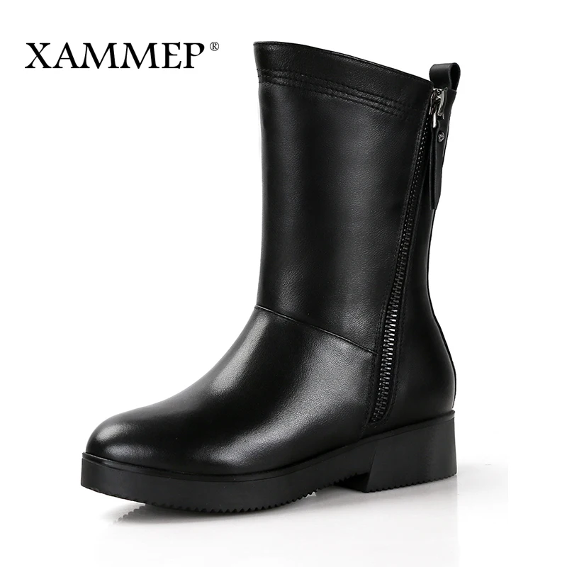 Женские зимние ботинки Xammep из натуральной кожи сапоги шерсти на платформе до 43