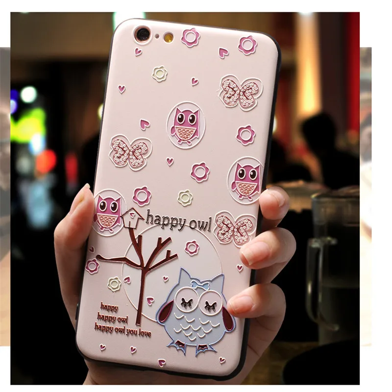 3D Three-Dimensional Relief For iphone 7 Case Hippo Elephant Cat Flower Pattern iPhone 6 6S 8 plus X Soft Silicone |