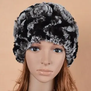 (TopFurMall) Оригинальная трикотажная женская зимняя Цветочная шапка женский