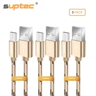 SUPTEC 3 шт., кабель Micro USB 2,4 А, быстрая зарядка, металлический корпус, Позолоченный разъем, плетеный провод, кабель для передачи данных для Samsung, Xiaomi, LG