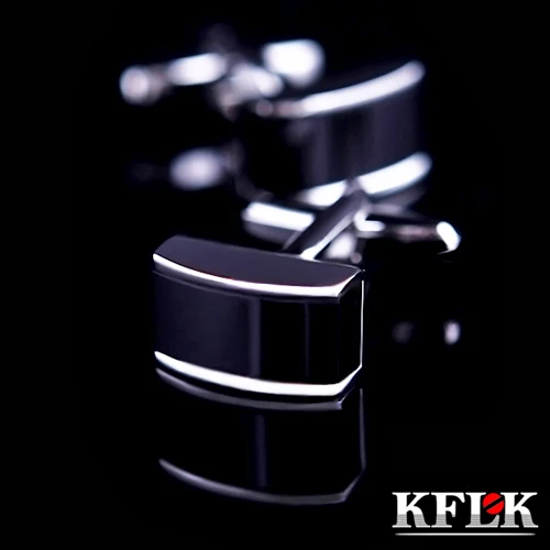 

KFLK Luxury shirt cufflinks for mens Gift Brand cuff bouton de manchette Black cuff link High Quality abotoaduras Jewelry