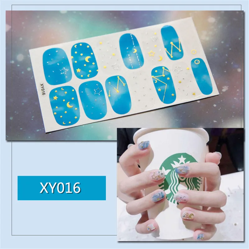 XY016 50 шт. полностью покрытые наклейки для ногтей смешанные Луна солнце Звезда Дизайн Наклейки Советы Обертывания DIY Дизайн ногтей украшения Маникюр косметический аксессуар - Цвет: XY016