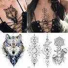 25 узоров, женские тату-наклейки, черная Геометрическая планета, временная татуировка для мужчин, галактика, волк, водонепроницаемая тату, черная цепочка из Медузы