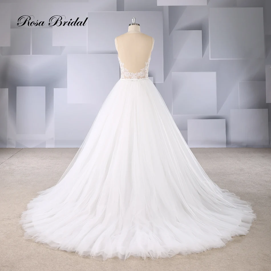 Свадебное платье Rosabridal А-силуэта Сделано на заказ из Китая с круглым вырезом