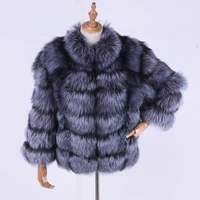 2018 winter womens silver fox fur coat genuine fur natural leisure collar womens clothing jacket womans solid coats qiusidun