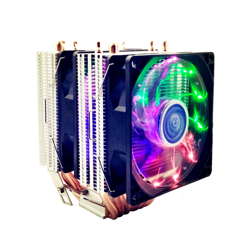 6 с тепловым стержнем heat pipe dual-Башня 4pin Процессор кулер LGA775 1150 1151 1155 1366 2011 охлаждения 9 см вентилятор 12V Светодиодный светильник Поддержка Intel AMD