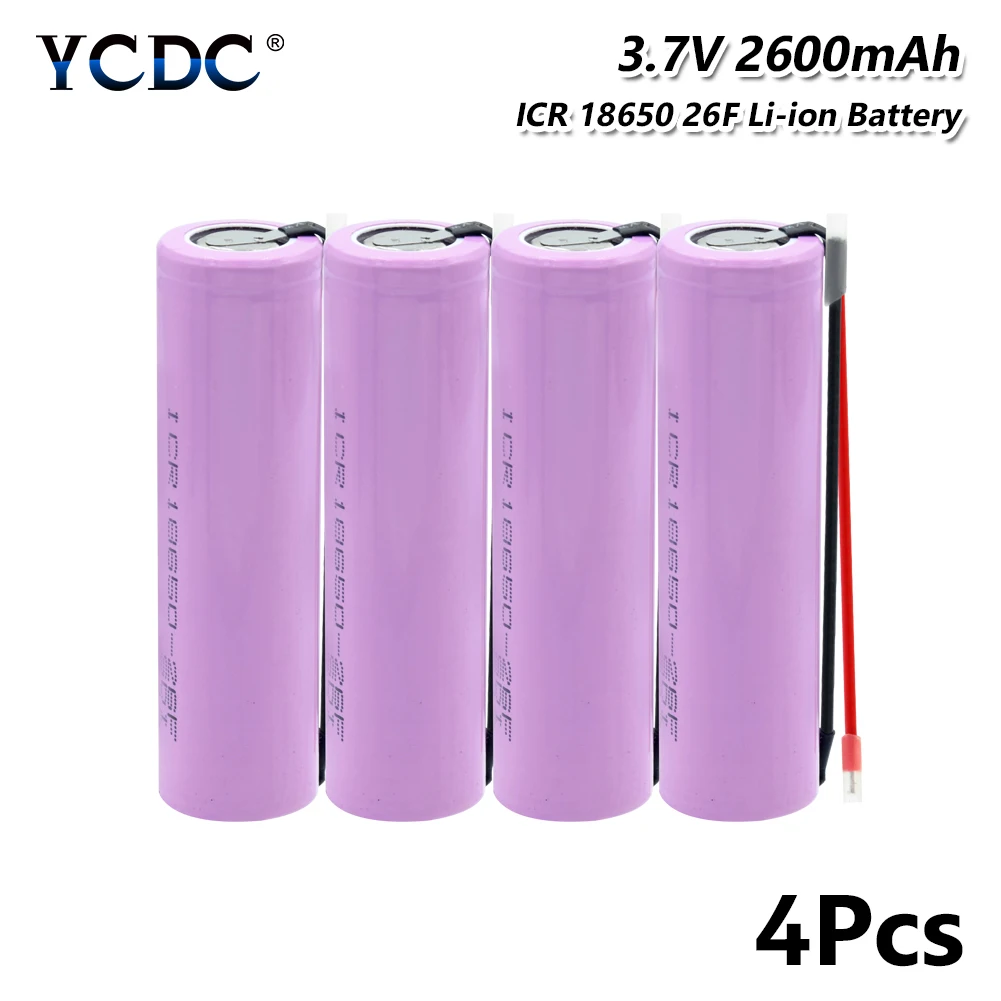 1/2/4 шт 3,7 V 18650 20A разрядки 2600mAh ICR 18650 26F литий ионный Батарея Перезаряжаемые 18650 Батарея Лучший+ 2 поделки из проволоки