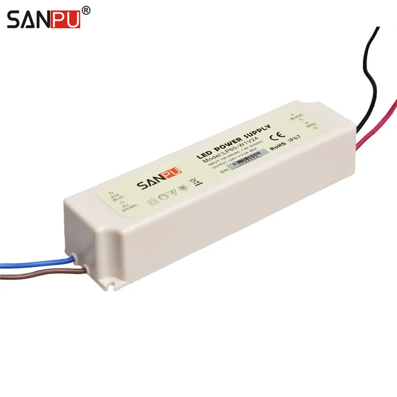 SANPU 24V 2A 60W источник питания IP67 водонепроницаемый пластиковый корпус светодиодный