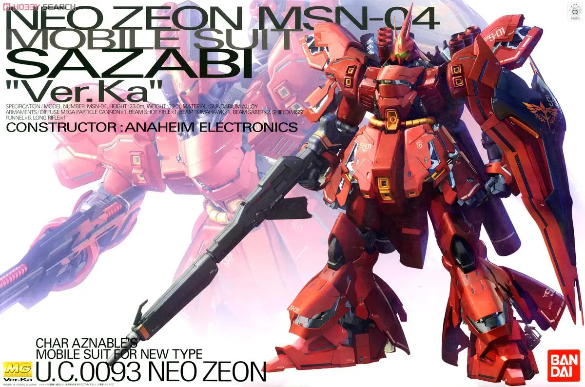 Bandai Gundam MG 1/100 SAZABI Ver.KA мобильный костюм сборные модели наборы экшн фигурки