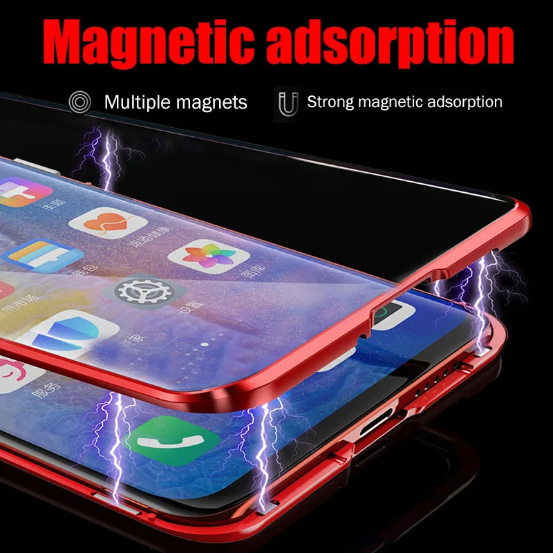 Металлический магнитный стеклянный чехол для телефона huawei P20 P30 Pro Lite P Smart Защитные чехлы для huawei mate 20 Lite Pro откидная крышка