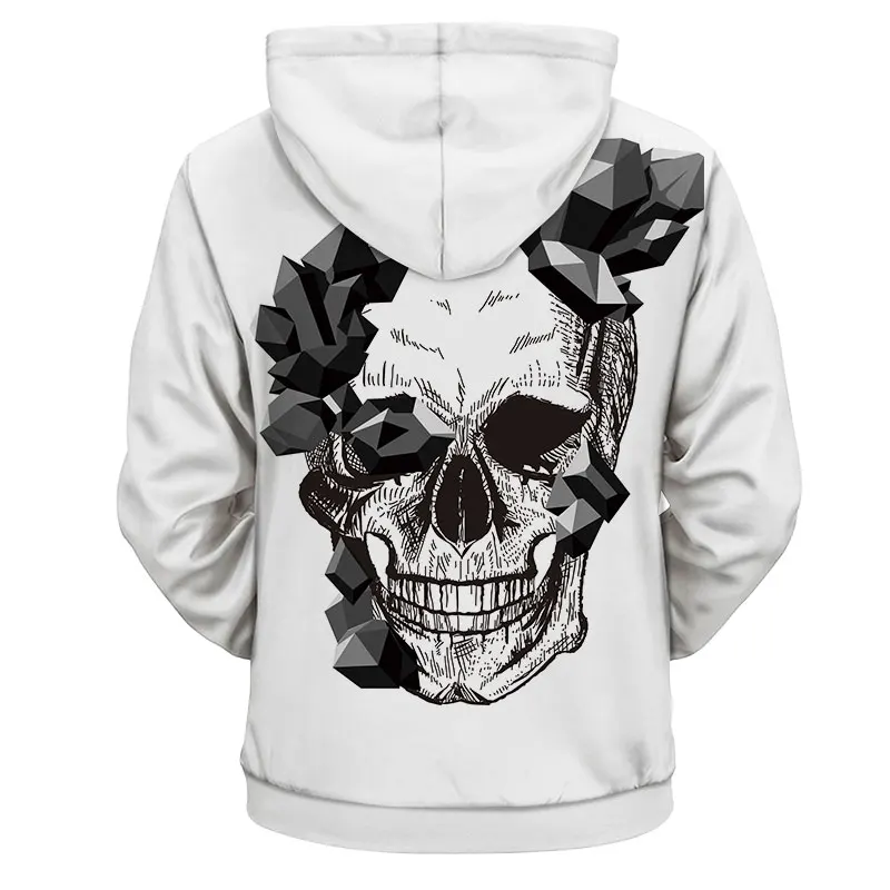 

YFFUSHI New Men Hooded Jacket Fashion Skull Printed Jackets Coat with Pocket Men's Outwears Hip Hop Zipper Hoodies