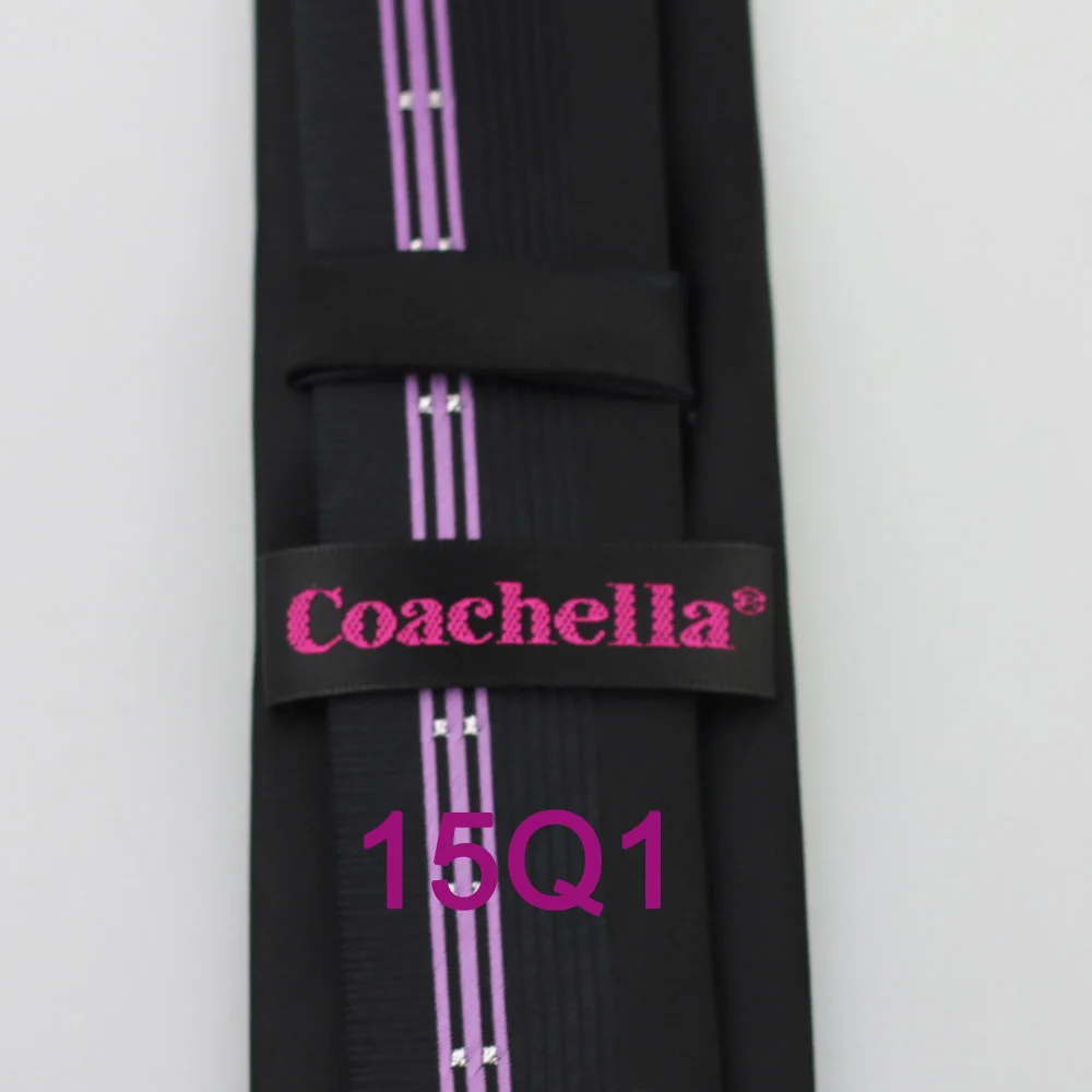 YIBEI Coachella Узкие галстуки черный галстук Окаймленный серебряные точки фиолетовые