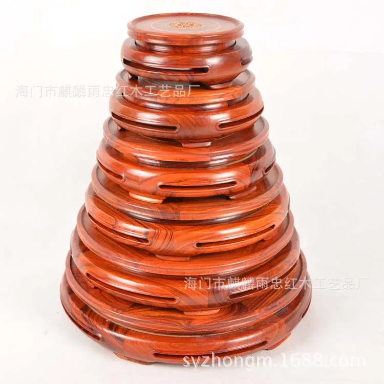 Rosewood red sandalwood carvings odd potted jade vase teapot wood statues turntable rotatable base | Дом и сад