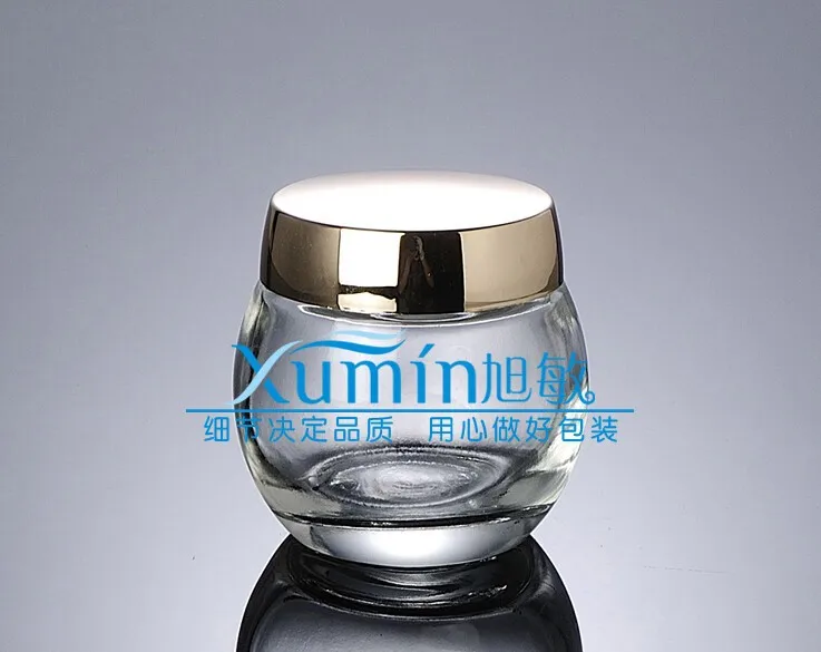 

Capacity 120g fr-shipping 50pcs/lot clear transparent Cream jar bright cover glass cream jar