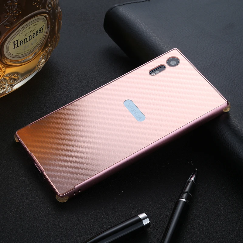 Роскошный Гибридный чехол для Sony Xperia XZ, жесткий чехол из углеродного волокна, металлический бампер+ защитный чехол для ПК, чехол для Sony Xperia XZ